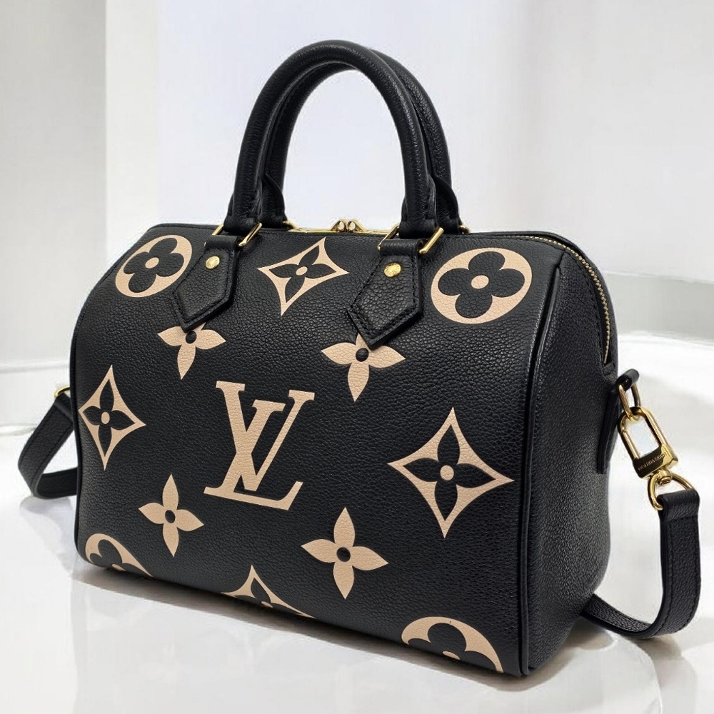 Louis Vuitton Speedy Bandouliere 25 Bicolor Empreinte Black Crossbody Bag - Picture 14 of 17
